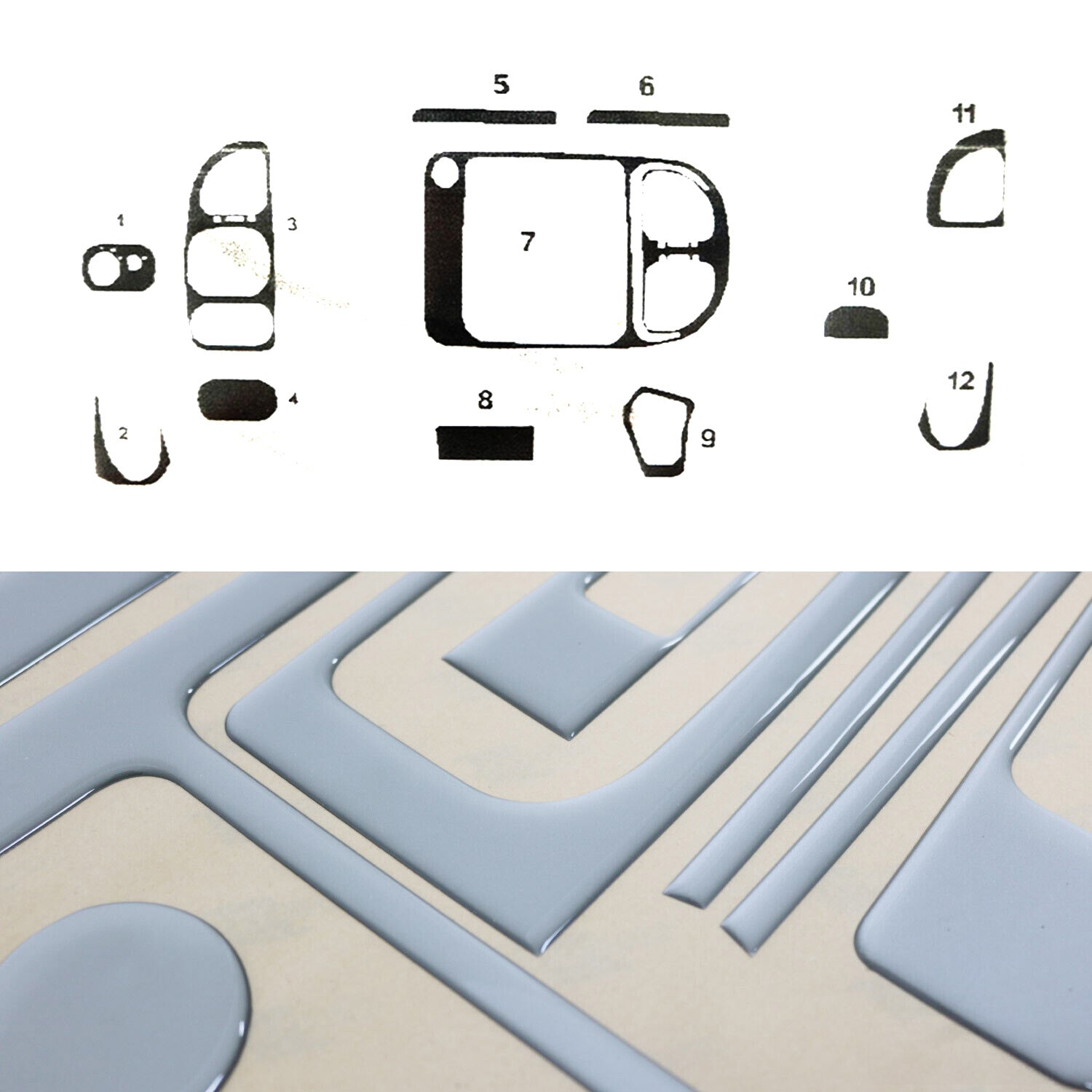 Innenraum Dekor Cockpit für Ford Transit 2002-2006 Aluminium Optik 12tlg