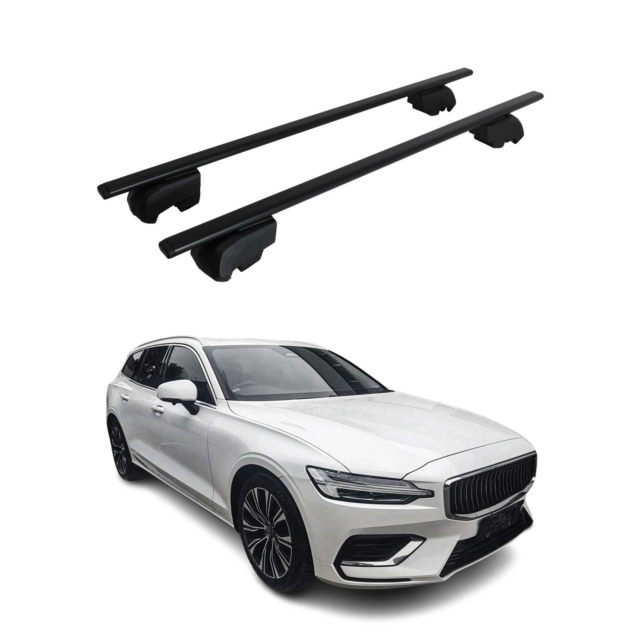 Dachträger Gepäckträger für Volvo V60 2017-2023 Grundträger ABE Schwarz 2x