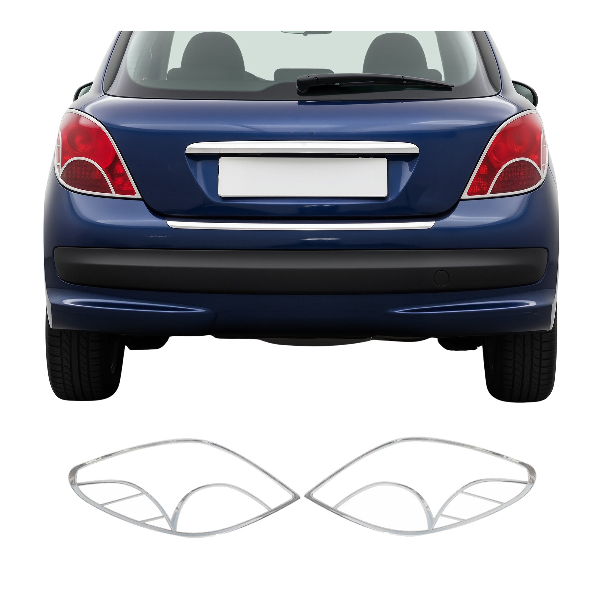 Rücklicht Leisten Heckleuchte für Peugeot 207 2006-2009 Chrom ABS Silber 2tlg