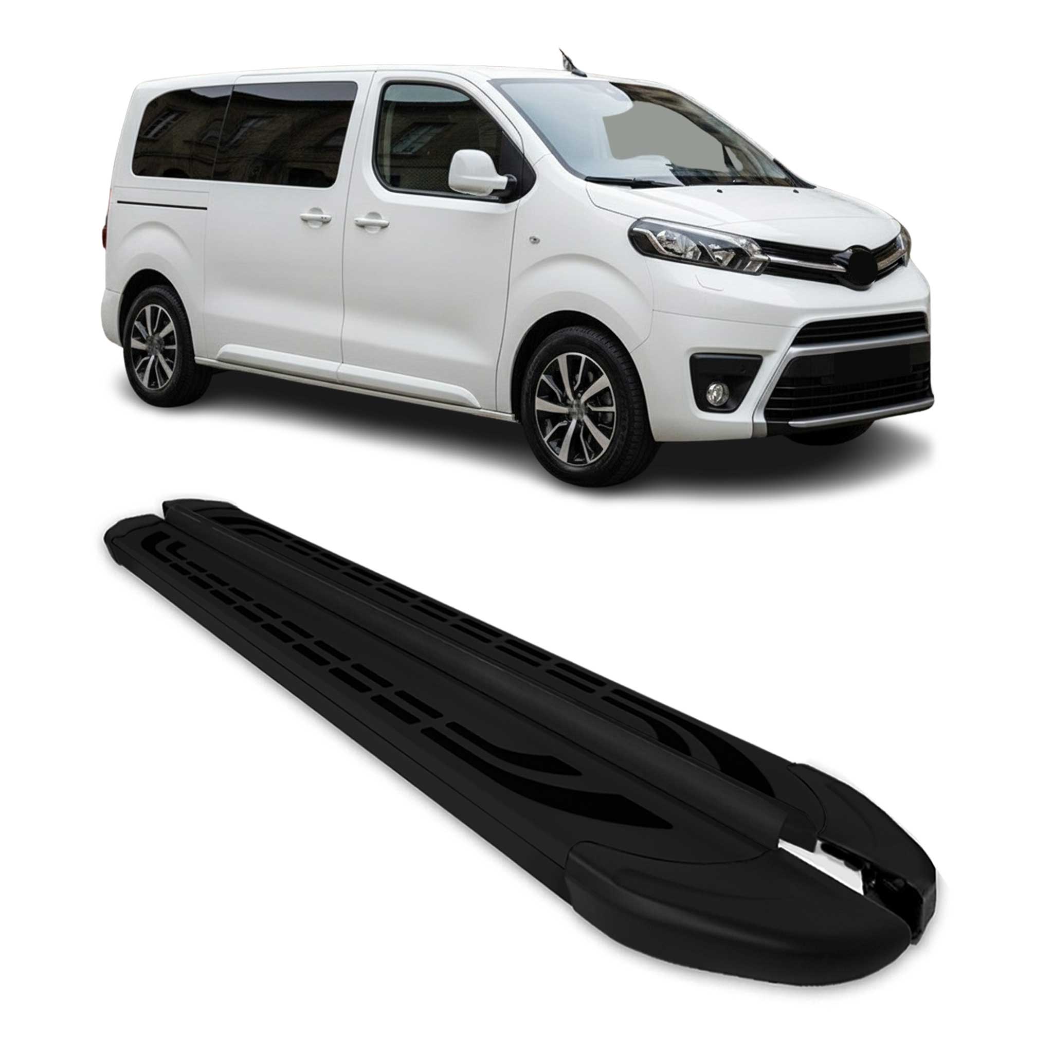 Trittbretter Seitenschweller für Toyota Proace 2016-2026 Kurzer Alu Schwarz