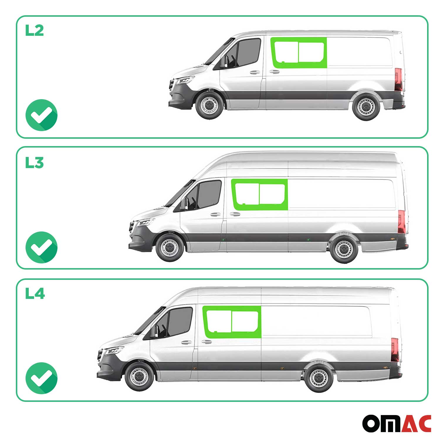 Schiebefenster für Mercedes Sprinter W907 2018-2026 Links Schiebetür L2 L3 L4