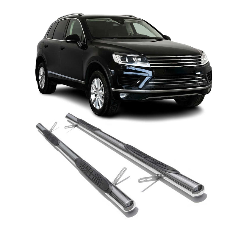 Trittbretter Schwellerrohre für VW Touareg ab 2010 V2A Ø70mm Edelstahl Chrom
