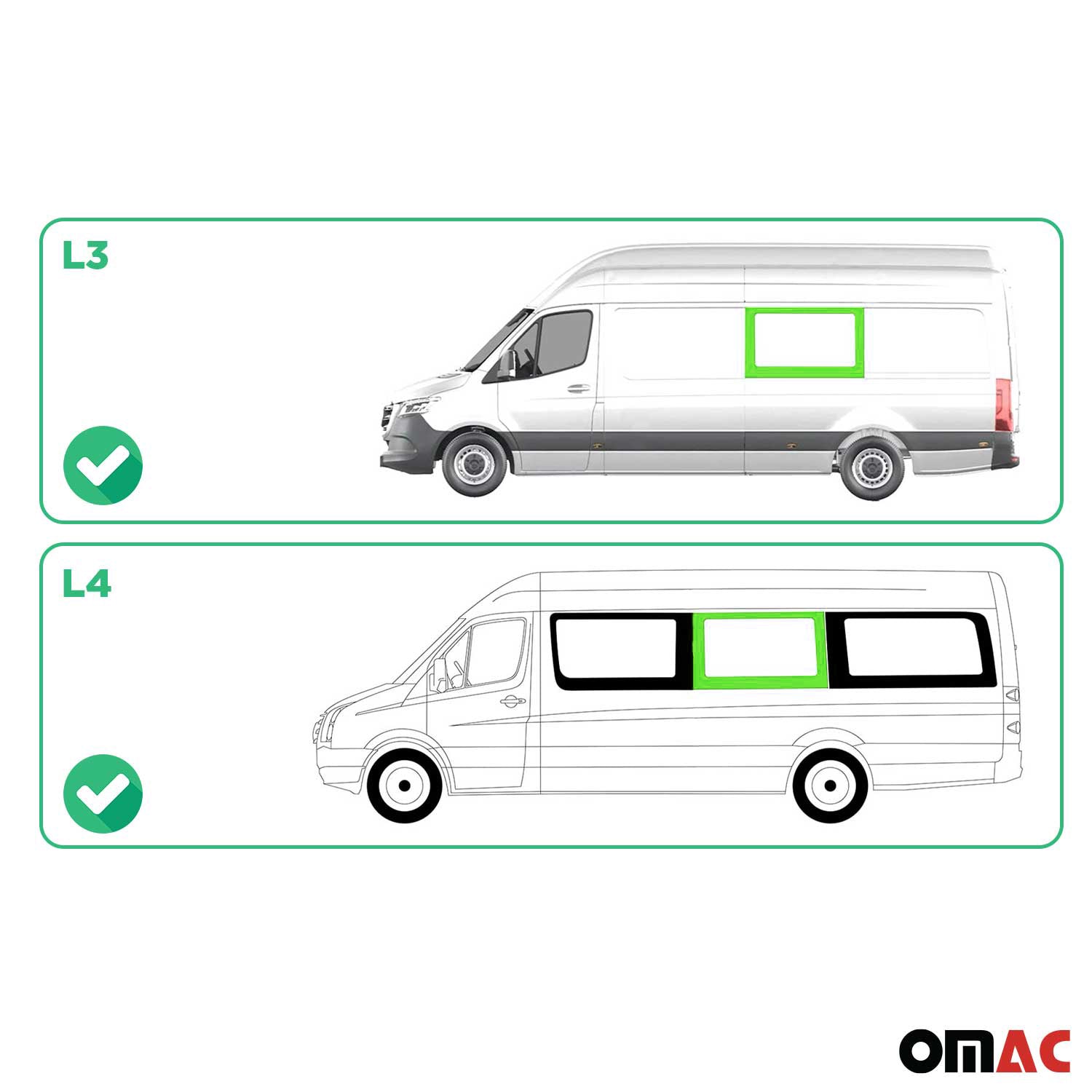 Seitenfenster für Mercedes Sprinter W906 2006-2018 Links Mittel Fenster L3 L4