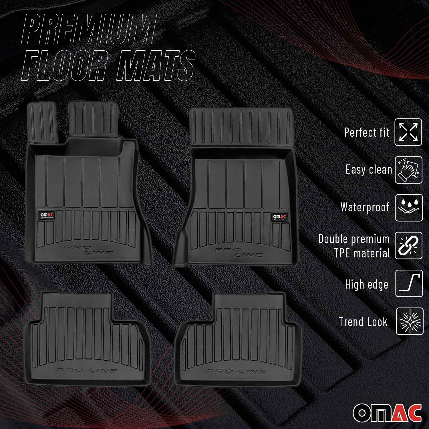 OMAC Gummi Fußmatten für Mercedes S Klasse W220 Kurzer 1998-2005 Premium TPE 4x