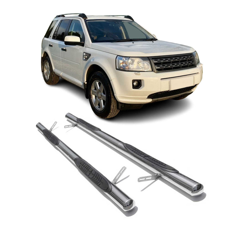 Edelstahl Trittbretter Schwellerrohre für Land Rover Freelander 2007-2014 Silber