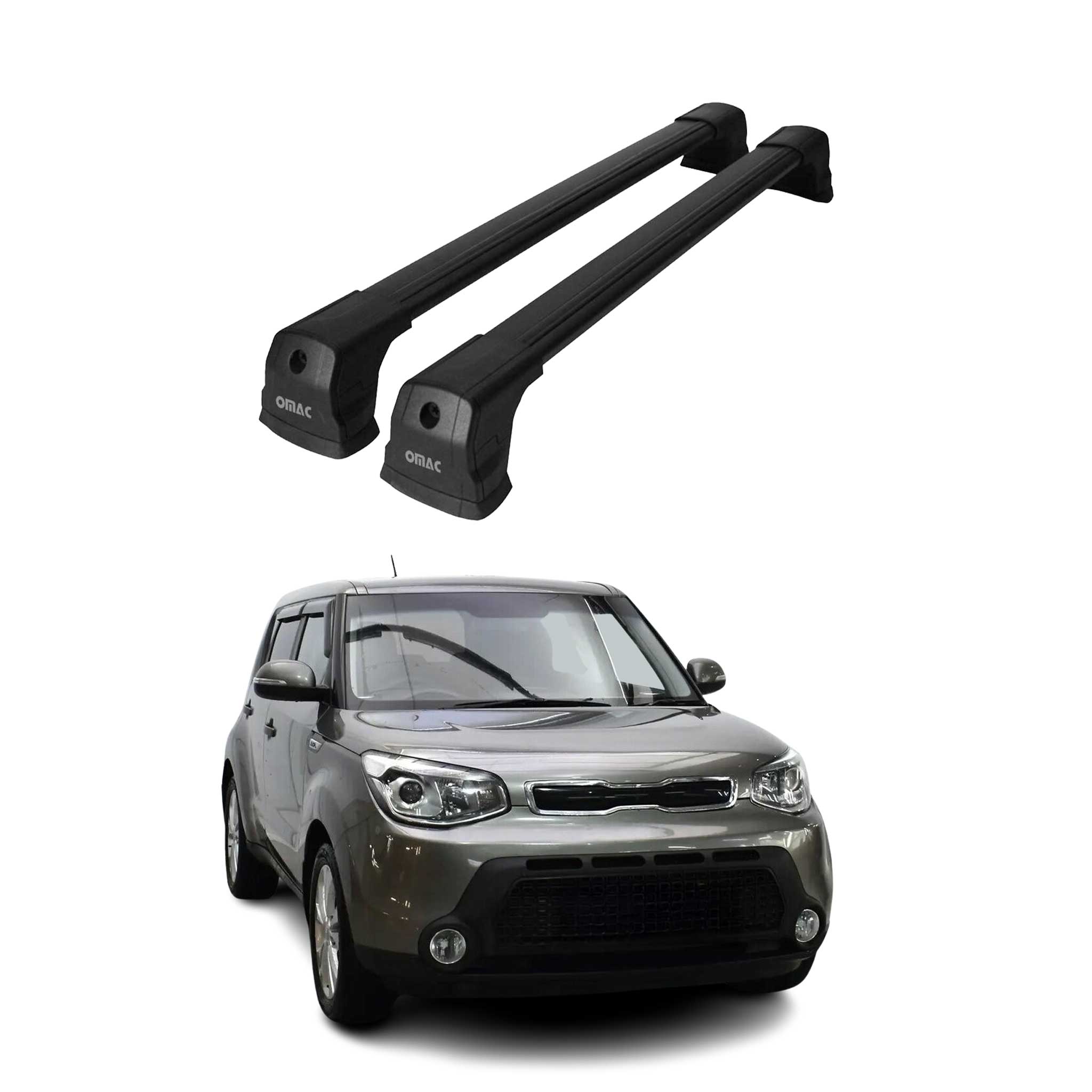 Dachträger Gepäckträger für Kia Soul 2013-2019 Grundträger Aluminium Schwarz 2x