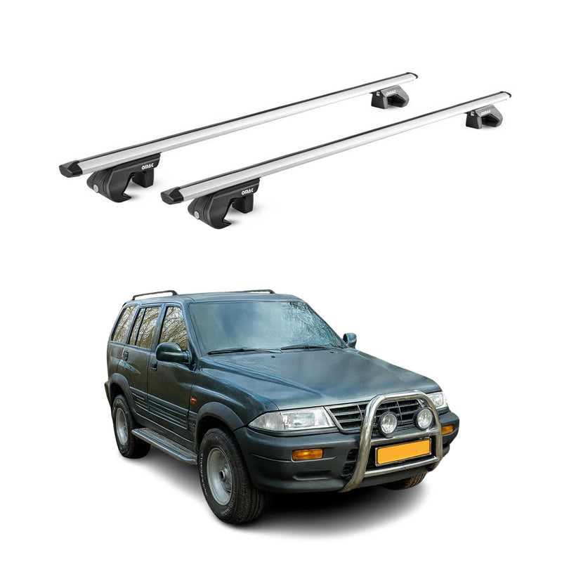 Dachträger Grundtäger für Ssangyong Musso 1993-2005 5 tür 90kg Alu Silber 2x ABE
