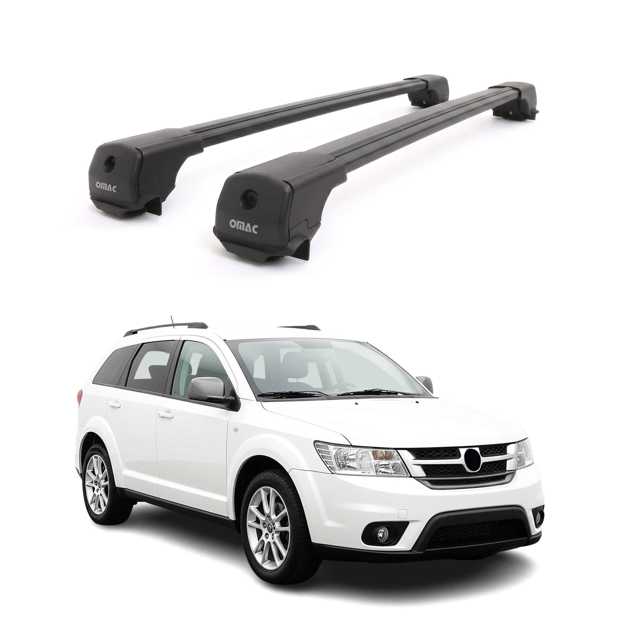 Dachträger Grundträger für Fiat Freemont 2011-2016 Aluminium 75kg Schwarz 2tlg