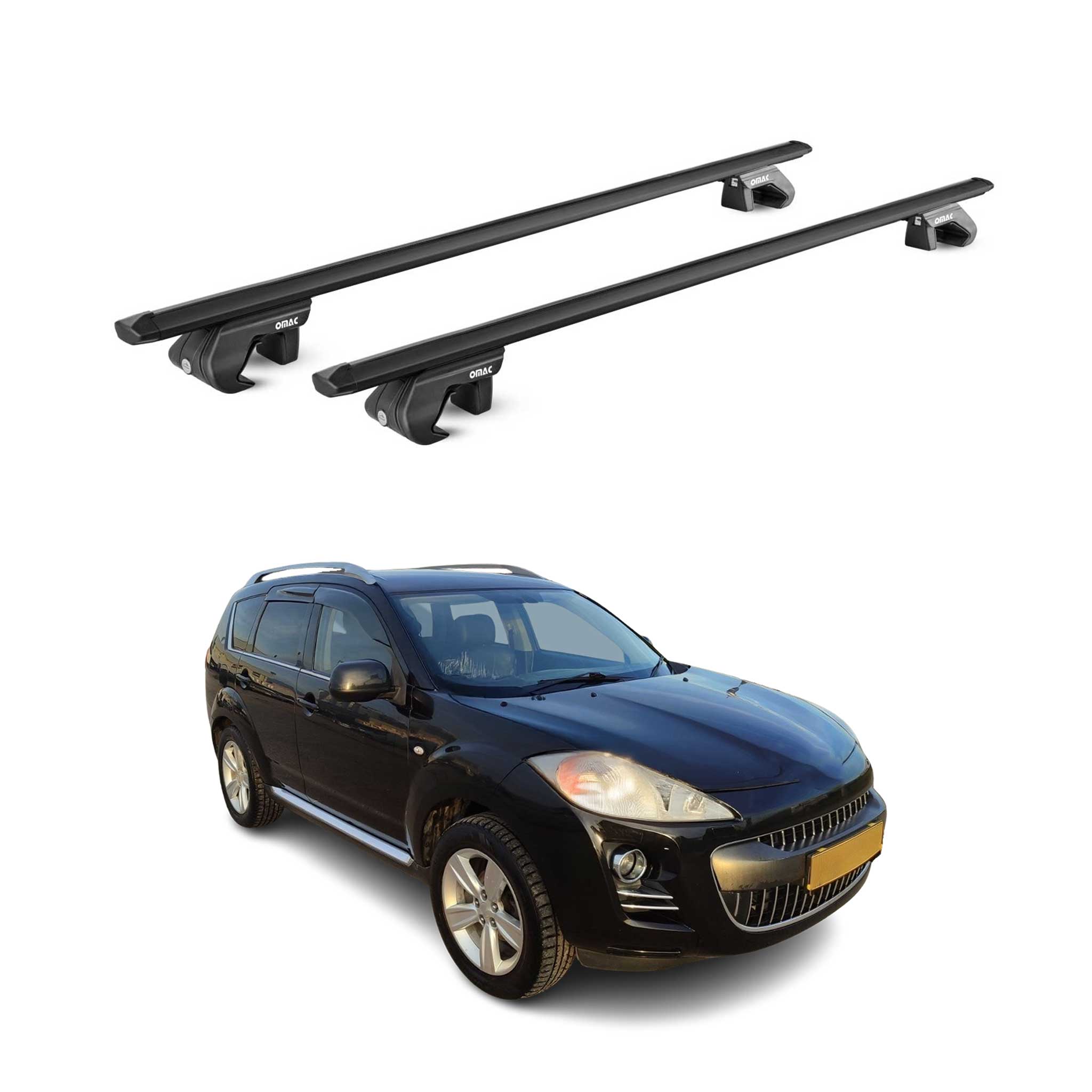 Dachträger Grundtäger für Peugeot 4007 2007-2012 5 tür 90kg Alu Schwarz 2x ABE
