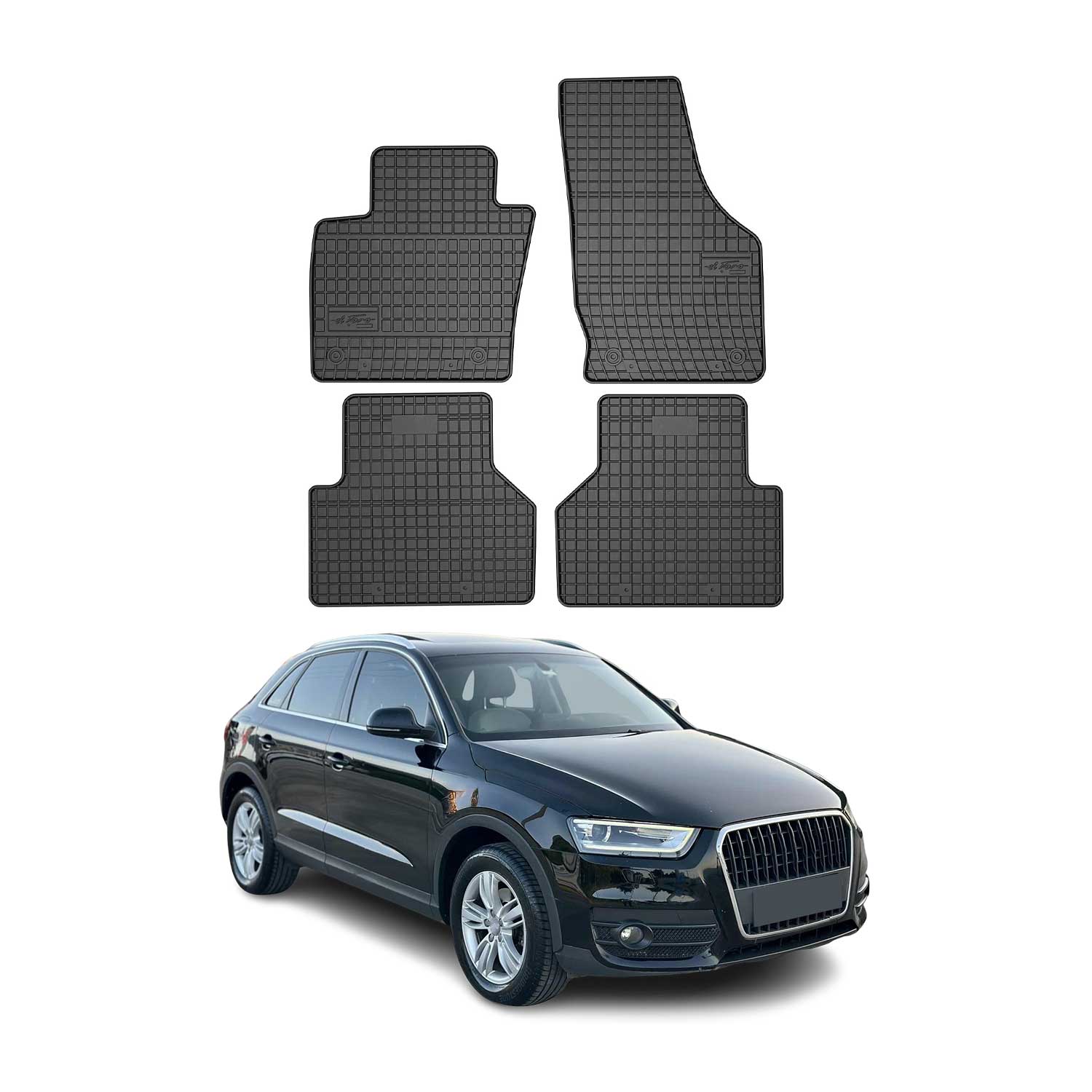 OMAC Gummi Fußmatten für Audi Q3 8U 2011-2018 Automatten Gummi Schwarz 4tlg
