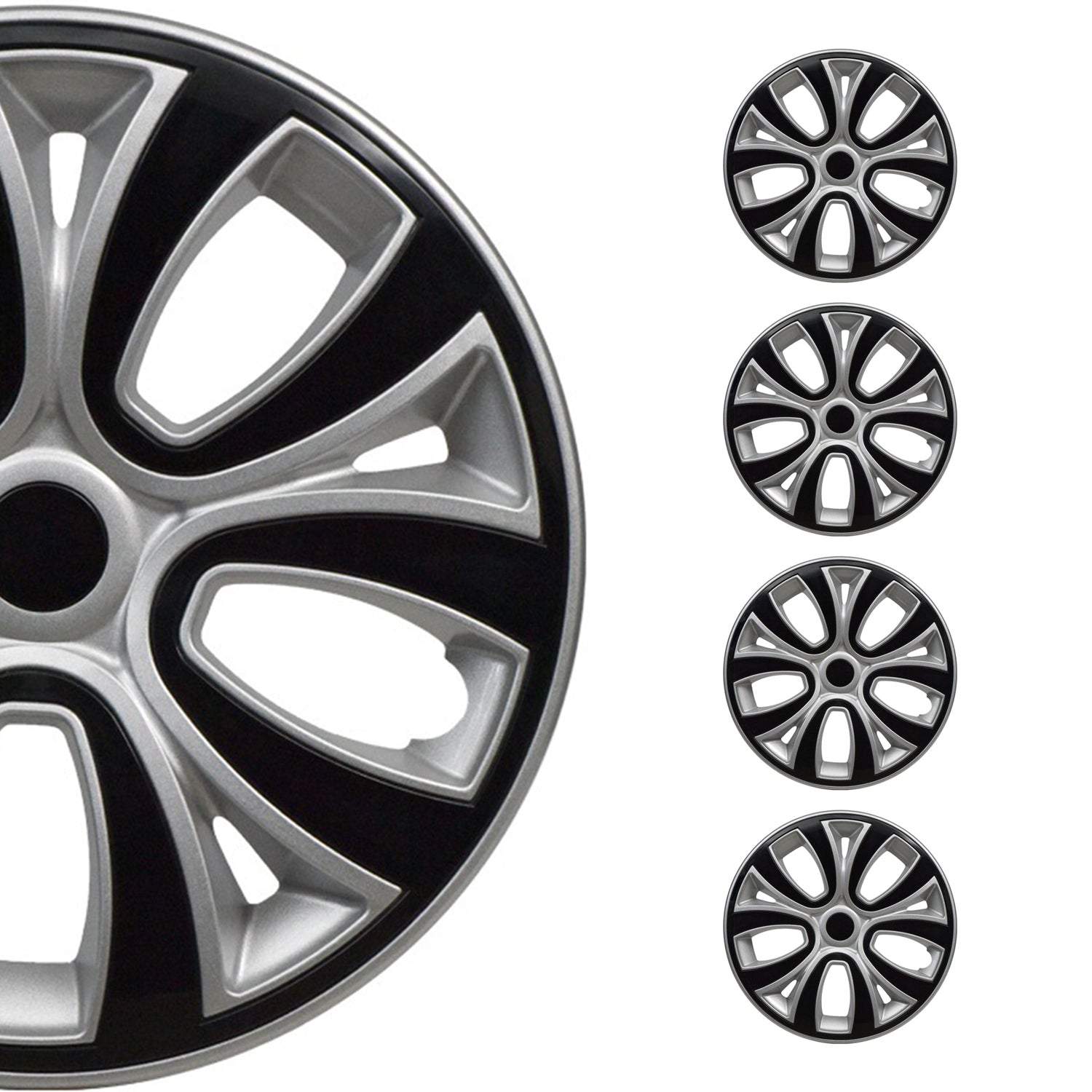 4x Radblenden Radkappen Radzierblenden für 14" Zoll Stahlfelgen Silber Schwarz