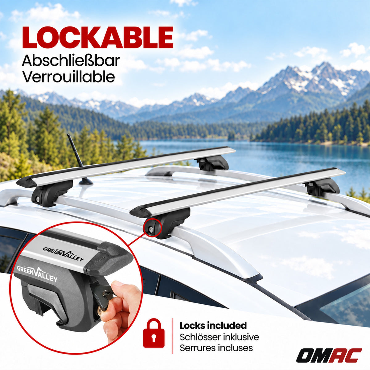 Green Valley Trek Dachträger für Mercedes GL 2006-2012 Aluminium Grau 2 Stück
