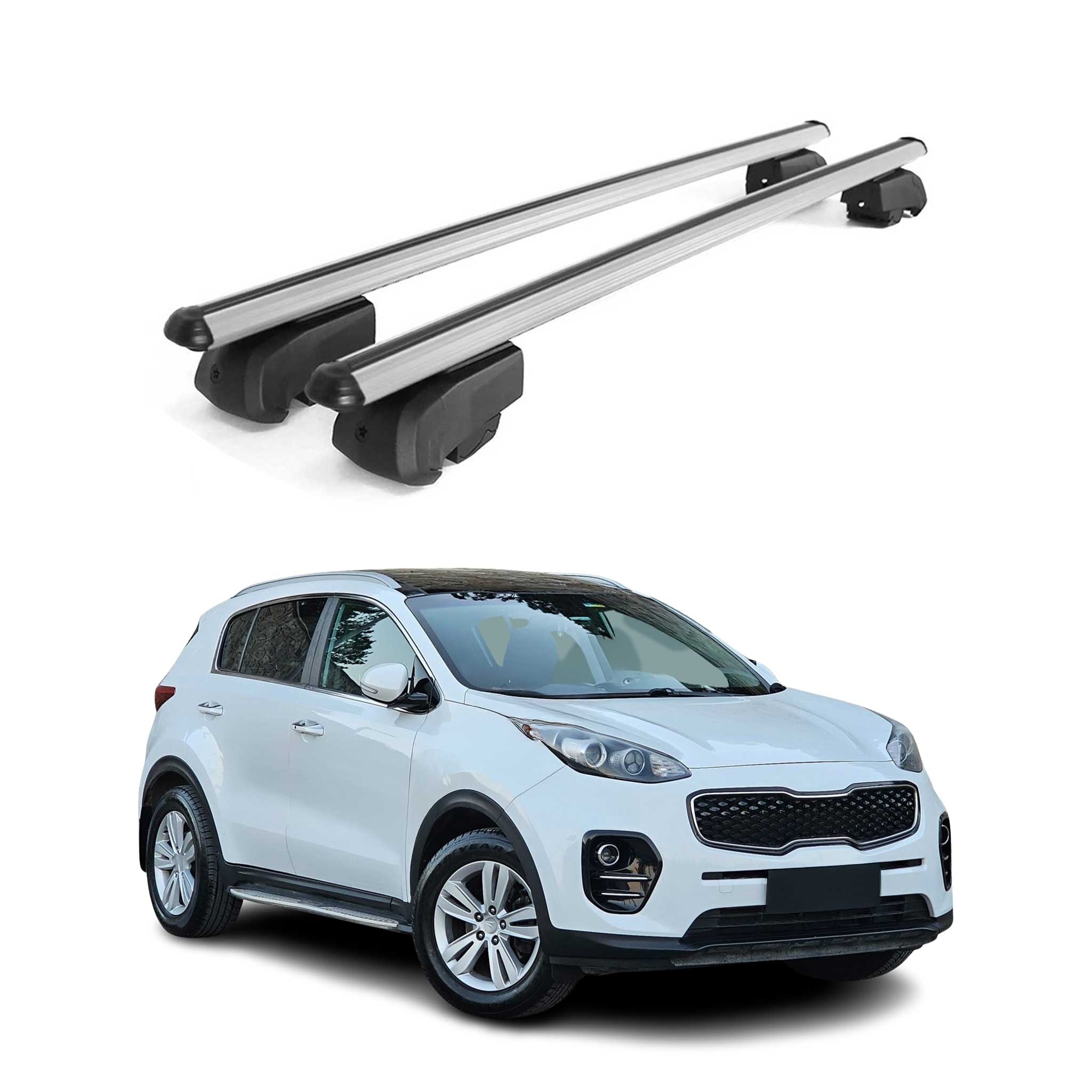 Dachträger Gepäckträger für Kia Sportage 2015-2021 Querträger ABE Alu Grau