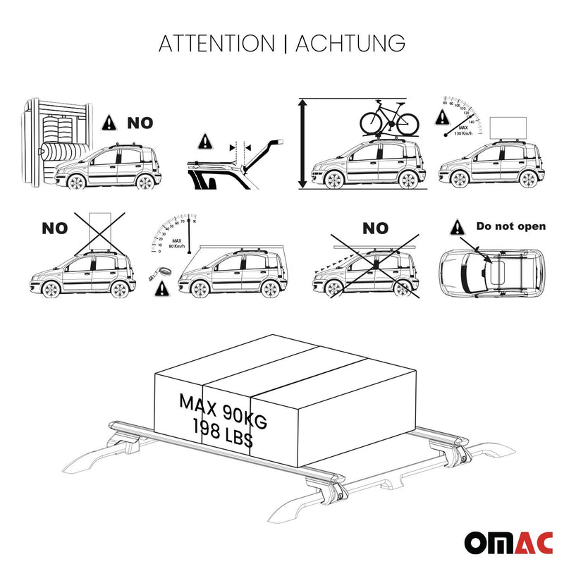 Alu Dachträger Grundträger für Honda Accord SW 1998-2015 5 tür Schwarz TÜV 2x