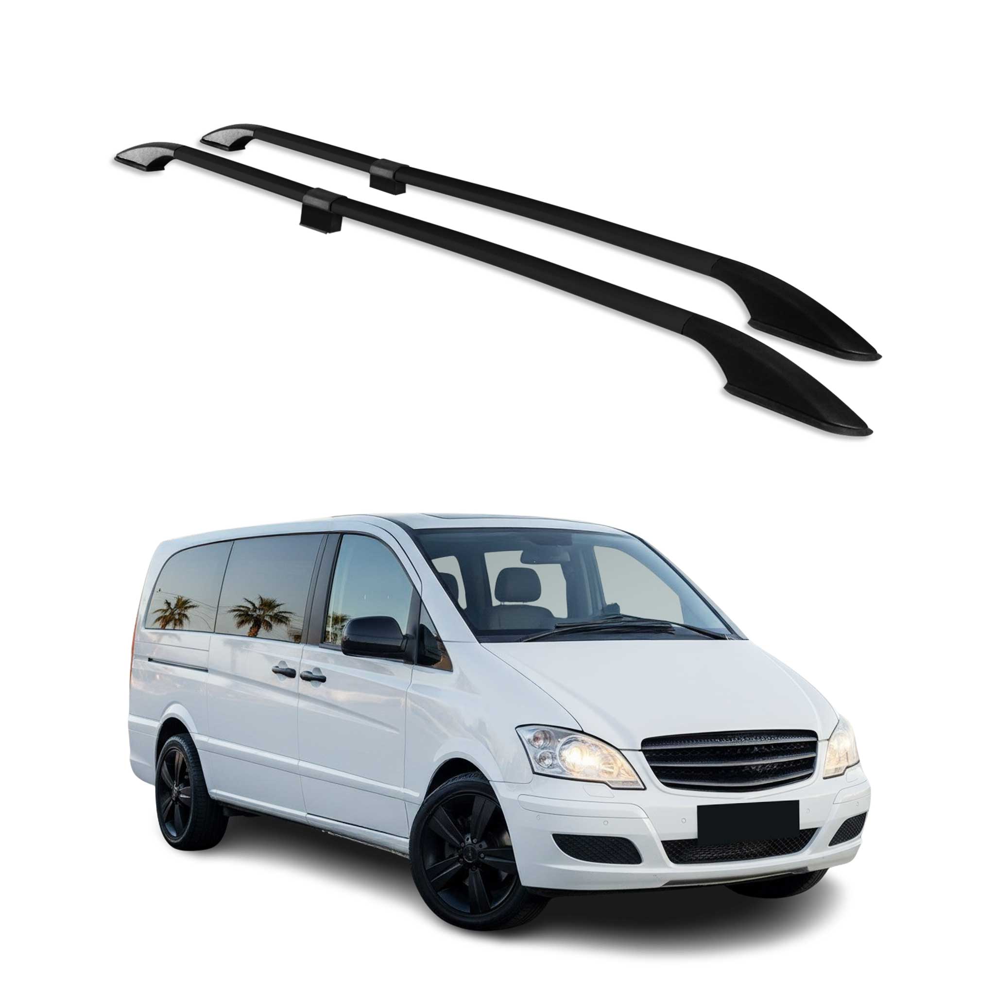 Dachreling für Mercedes Vito / V-Klasse W639 W447 2003-26 L2 Lang Alu Schwarz 2x