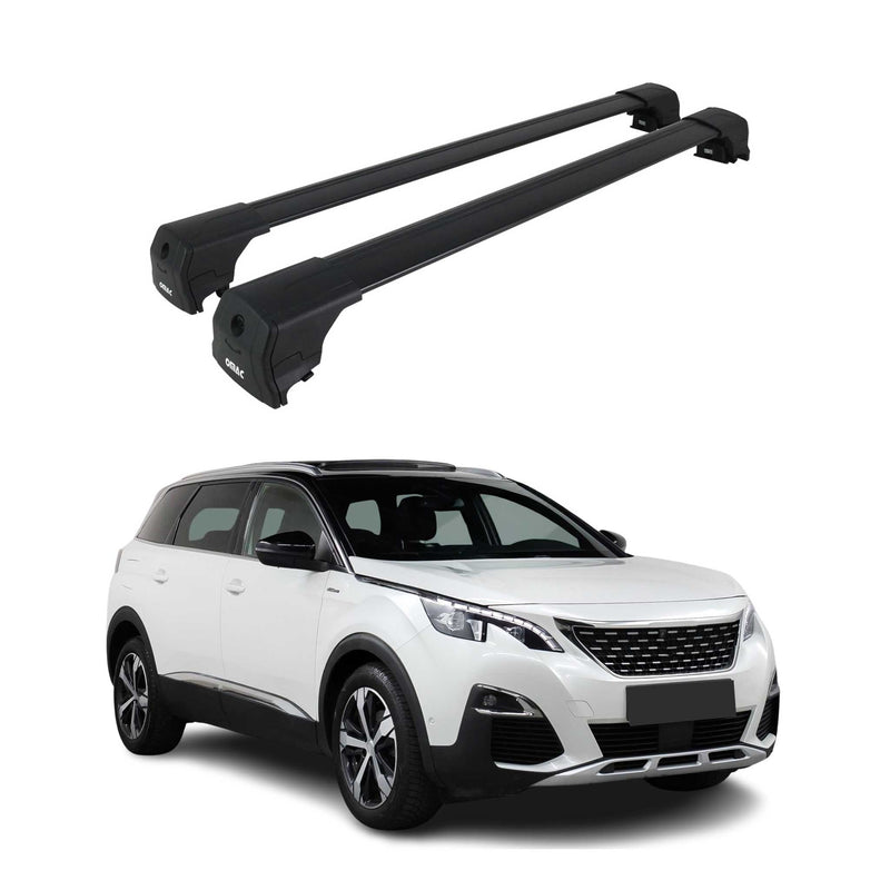 Dachträger Grundtäger für Peugeot 5008 mk2 2017-2023 75kg Alu Schwarz 2 tlg
