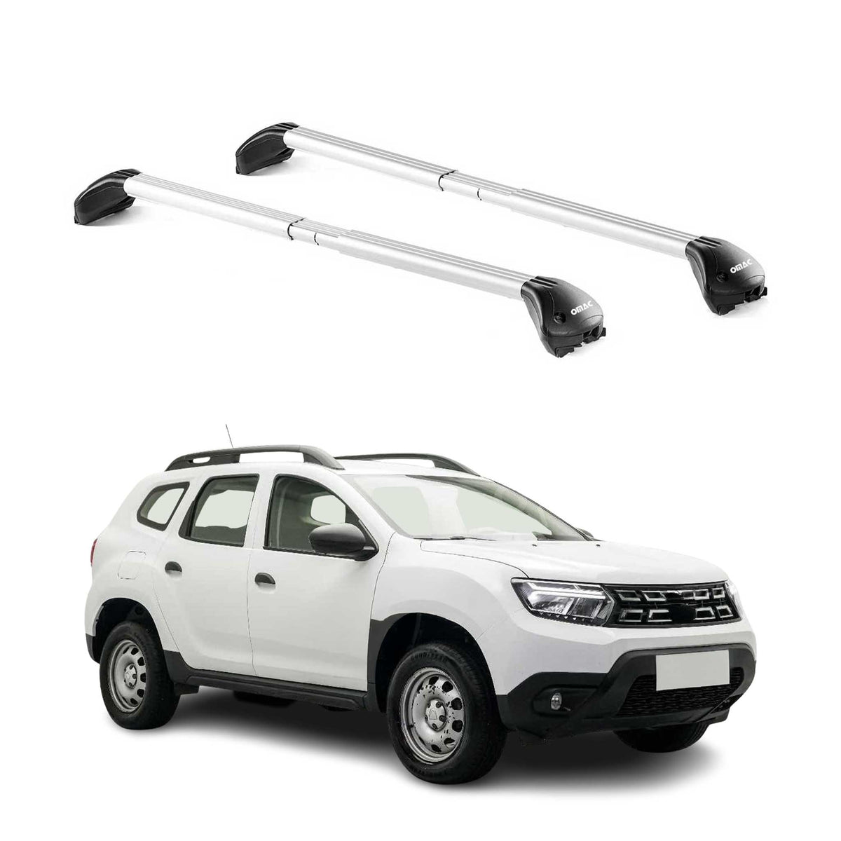 Dachträger Grundtäger für Dacia Duster mk2 2018-2024 100kg Alu Silber 2 tlg ABE