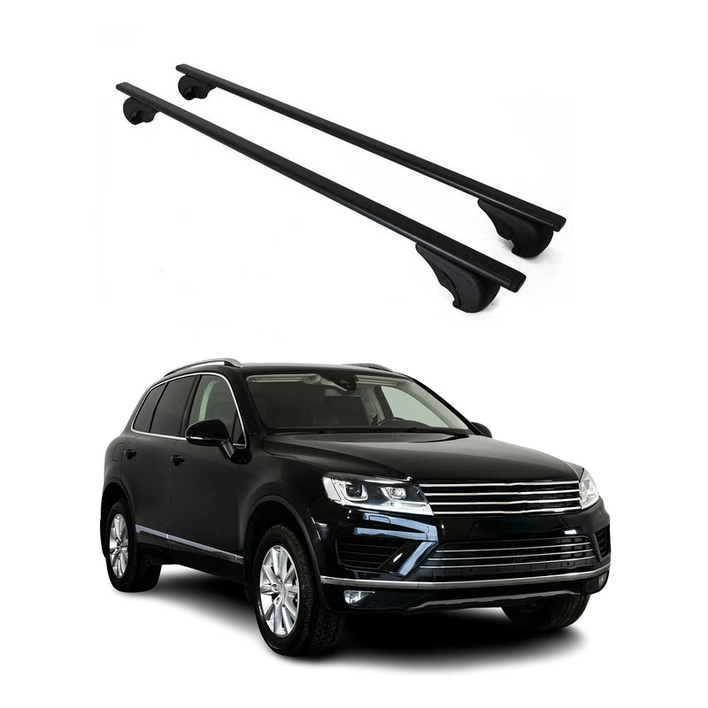 Dachträger Grundtäger für VW Touareg mk2 2010-2018 75kg Metall Schwarz 2 tlg