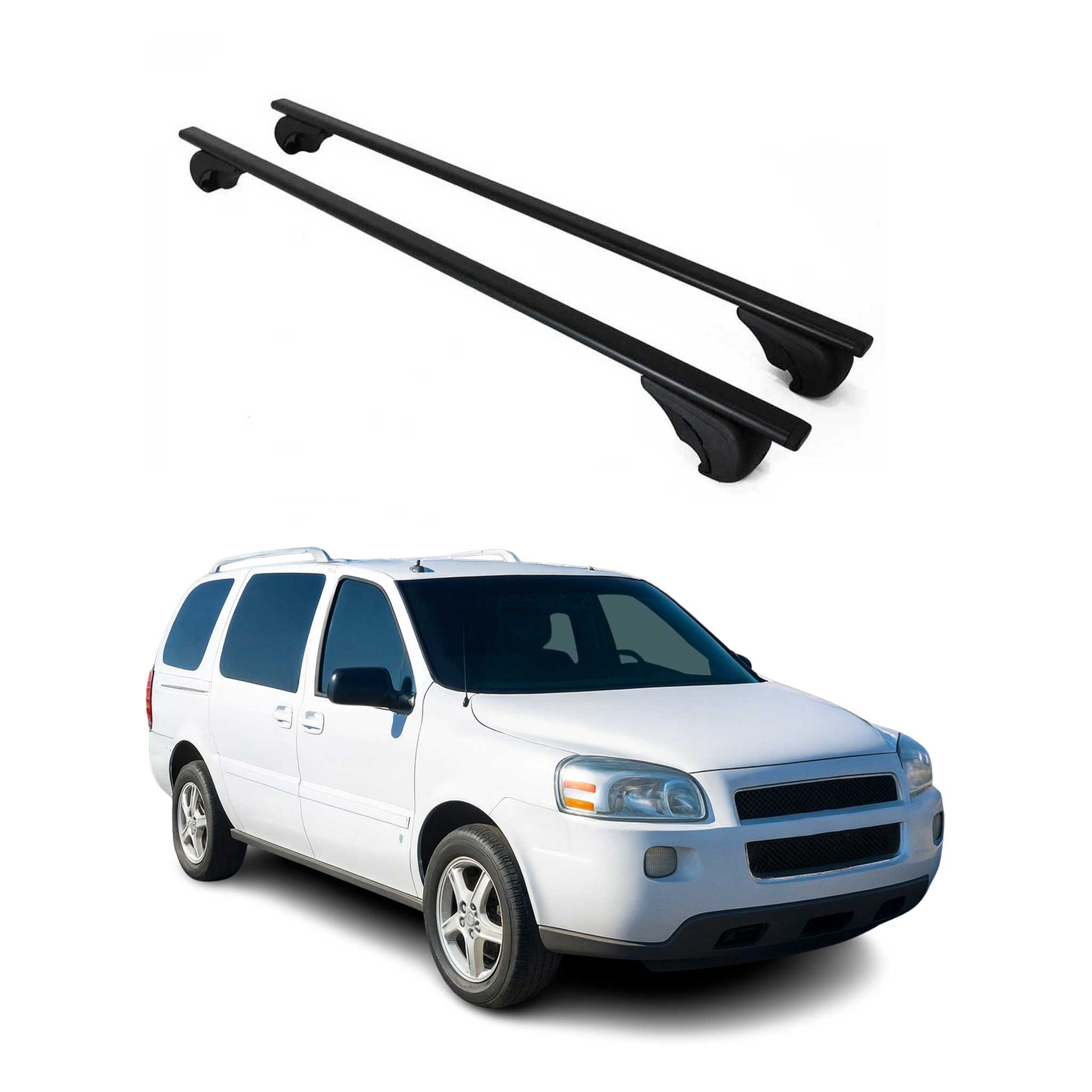 Dachträger Grundtäger für Chevrolet Uplander 2005-2009 75kg Metall Schwarz 2 tlg