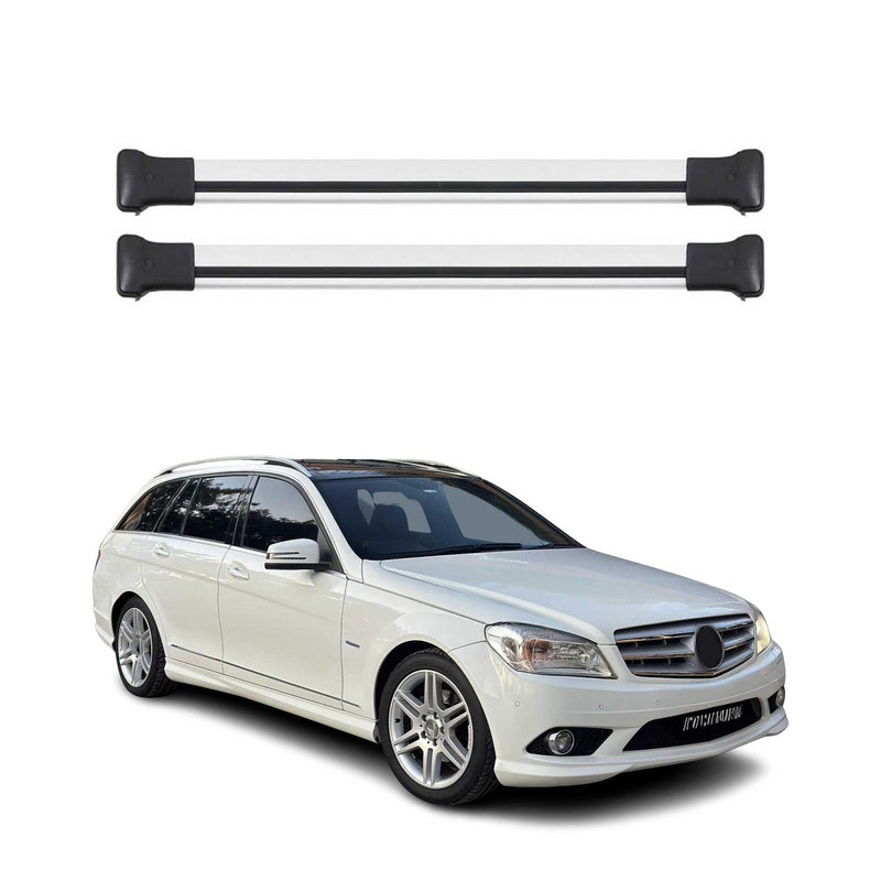 Dachträger für Mercedes C Klasse S204 T-Model 2007-2014 75kg Alu Silber 2x
