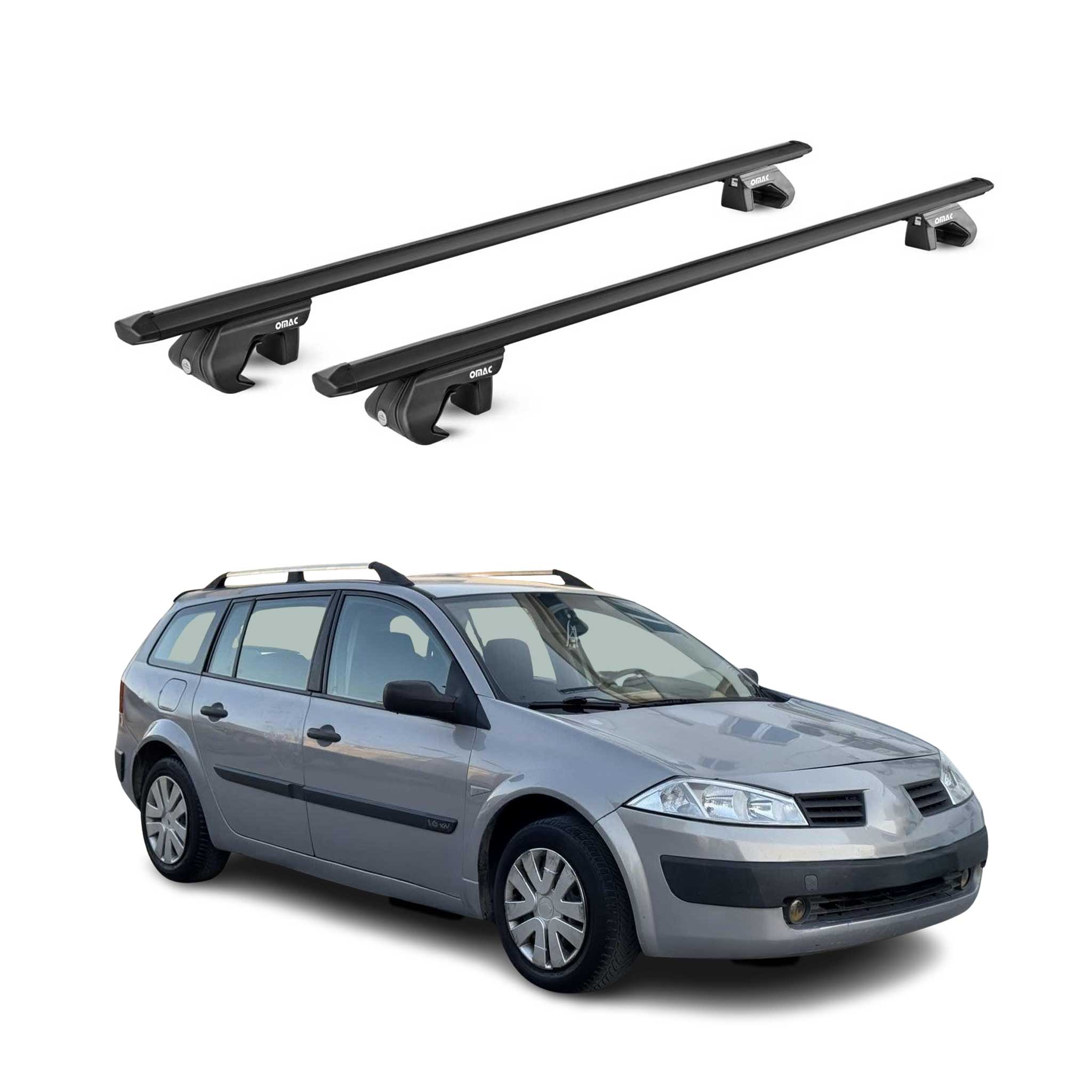 Dachträger für Renault Megane II III Kombi 2002-2016 90kg Alu Schwarz 2x ABE