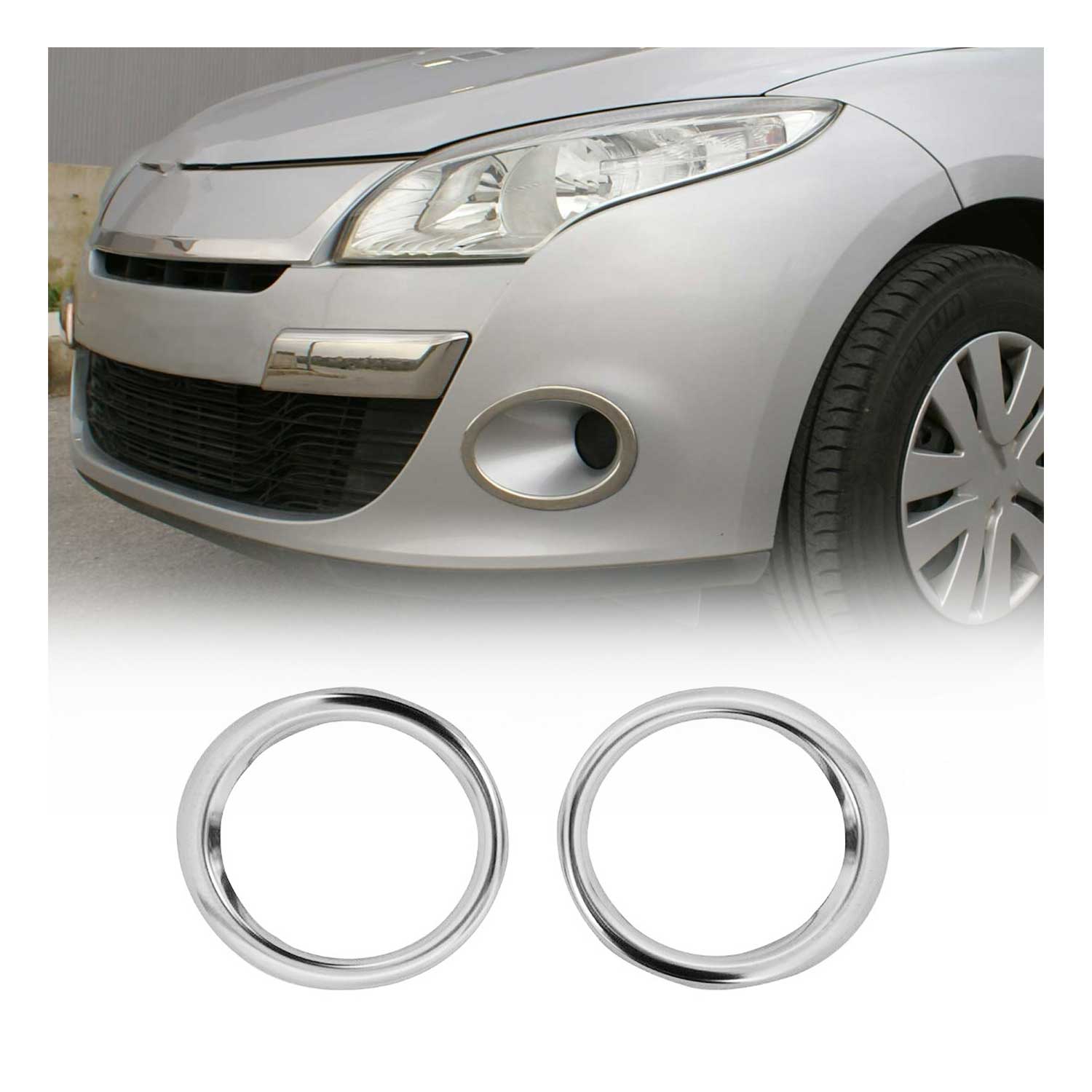 Nebelscheinwerfer Rahmen Chrom für Renault Megane 2008-2016 Edelstahl 2x