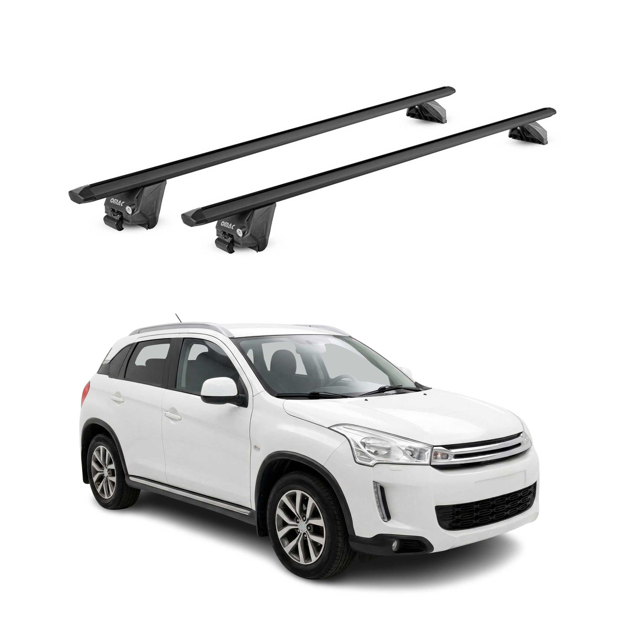 Dachträger für Citroen C4 Aircross 2012-2017 100kg Aluminium Schwarz 2 tlg ABE