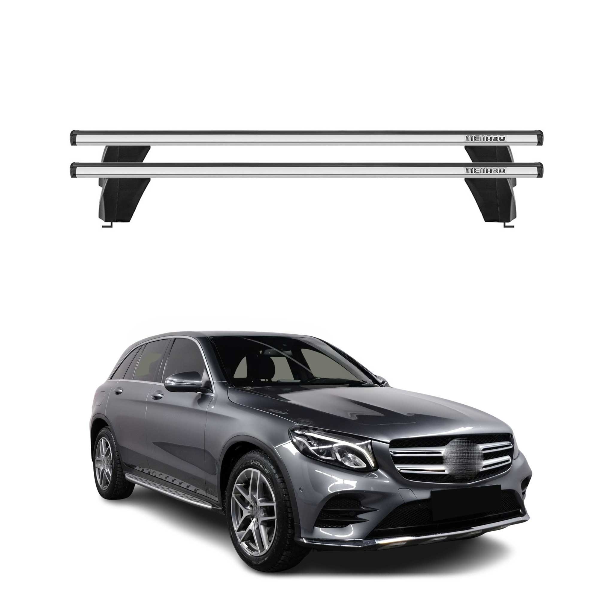 Menabo Dachträger Grundtäger für Mercedes GLC C253 2015-2020 75kg Alu Silber 2x