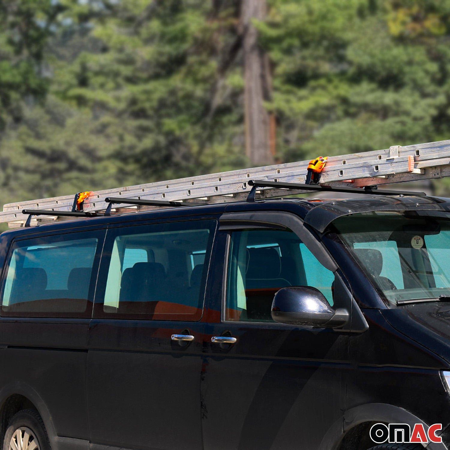 3x Dachträger + Leiterhalter Set für VW T7 Multivan 2021-2026 Schwarz