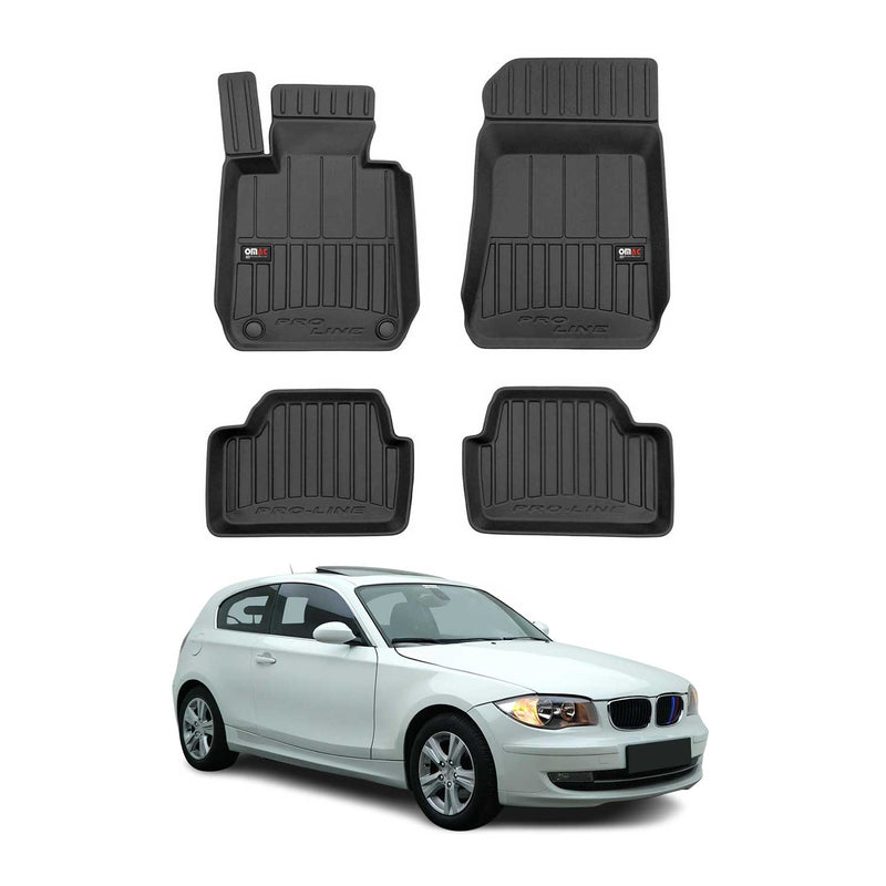 OMAC Gummi Fußmatten für BMW 1er E81 3tür 2006-2012 Premium TPE 3D Schwarz 4x