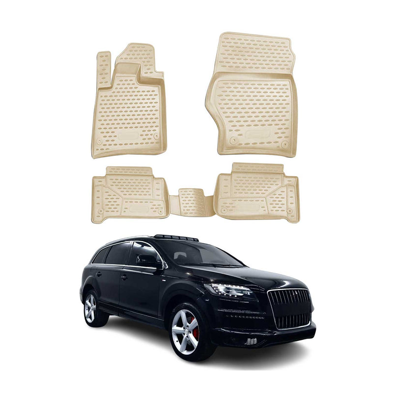 OMAC Gummimatten Fußmatten für Audi Q7 4LB 2006-2015 TPE Automatten Beige 4x