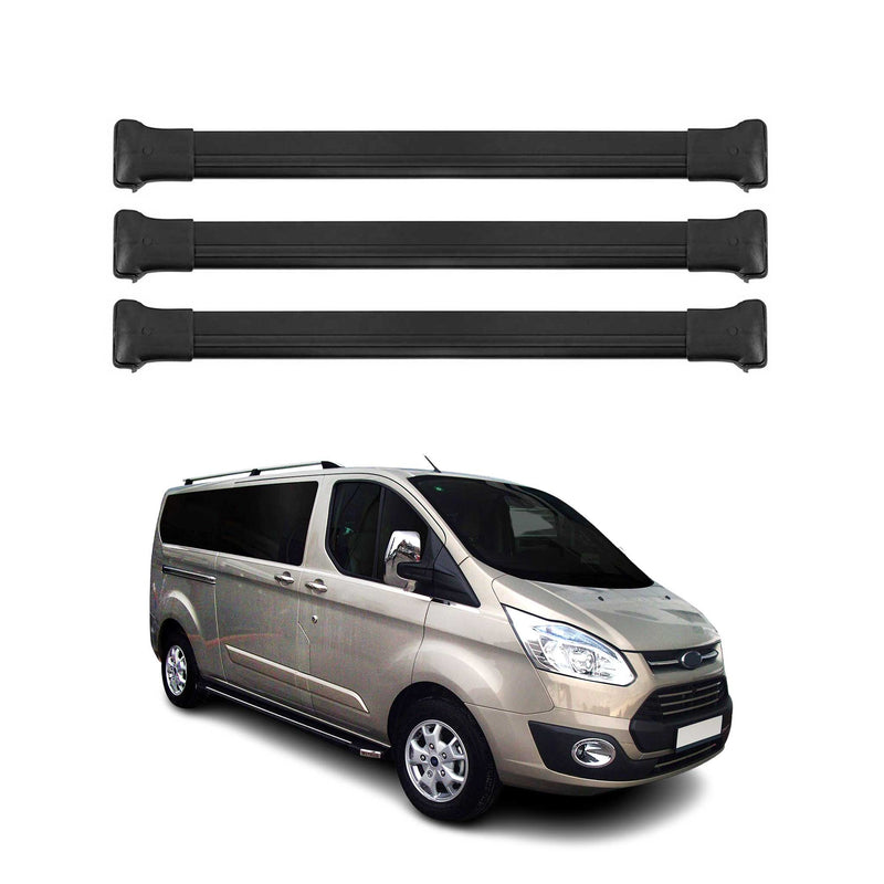 Dachträger für Ford Transit Custom / Tourneo Custom 2012-2023 Alu Schwarz 3tlg