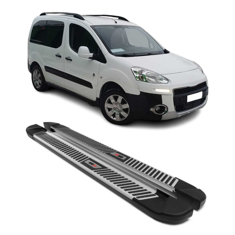Trittbretter Seitenbretter für Peugeot Partner Tepee 2008-2018 Alu Schwarz