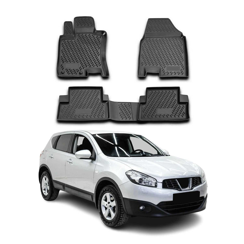 OMAC Gummimatten Fußmatten für Nissan Qashqai J10 2006-2014 TPE Schwarz 4x