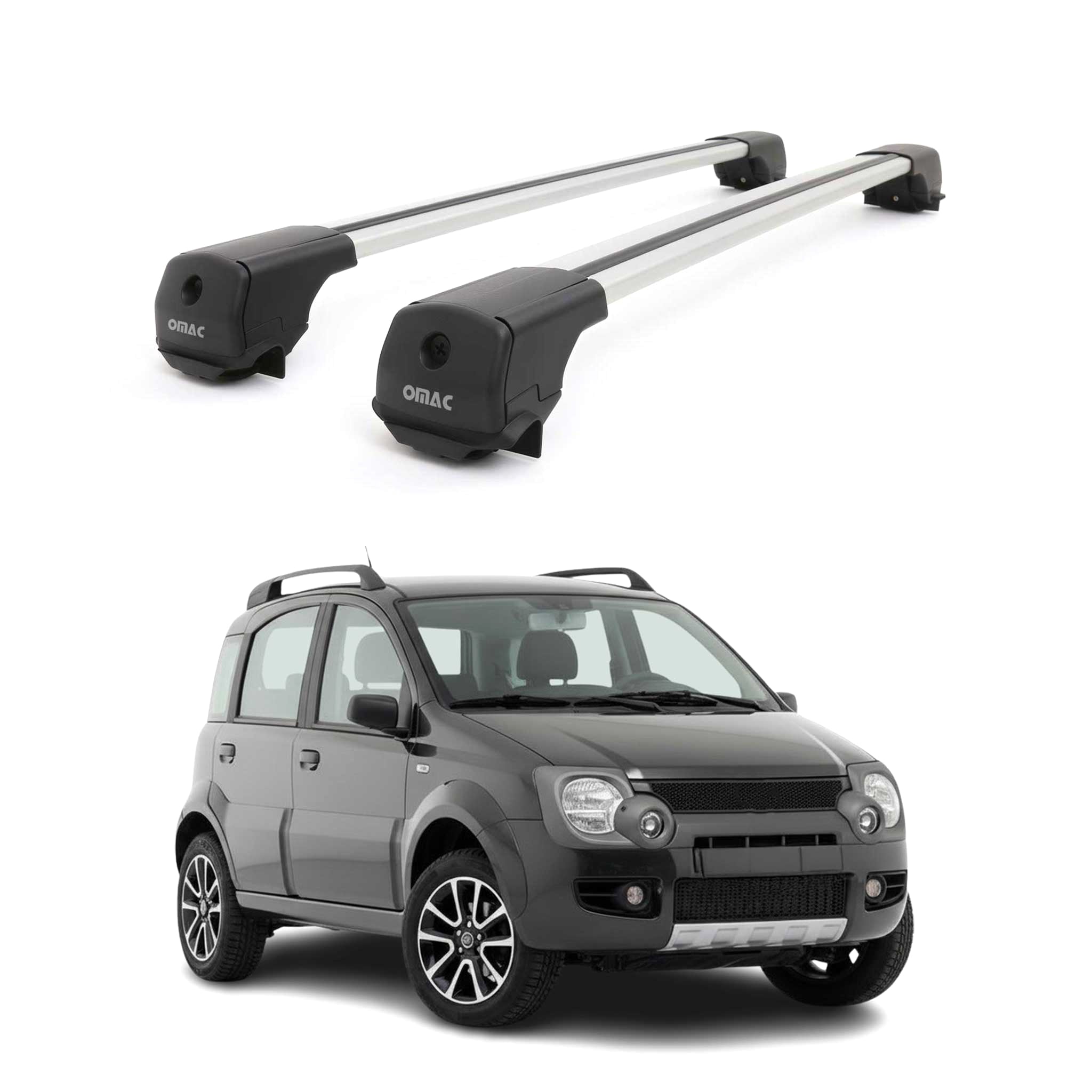 Dachträger Grundträger für Fiat Panda Cross 2012-2026 Aluminium 75kg Grau 2tlg