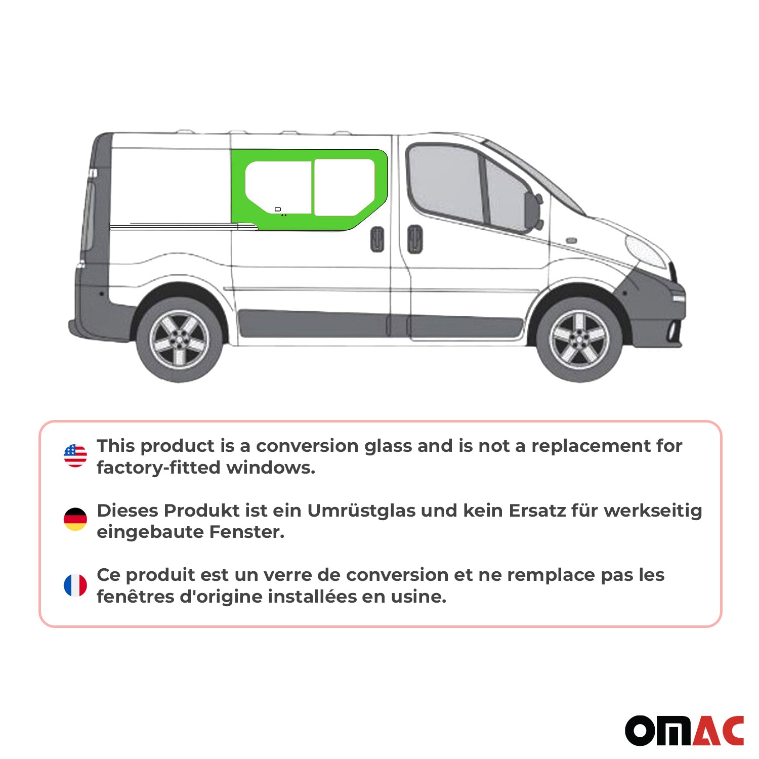Seitenfenster Auto Schiebefenster für Nissan Primastar 2001-2014 Rechts L1 L2