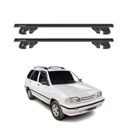 Dachträger Grundtäger für Kia Pride II 1997-2000 Aluminium 90kg TÜV Schwarz 2tlg