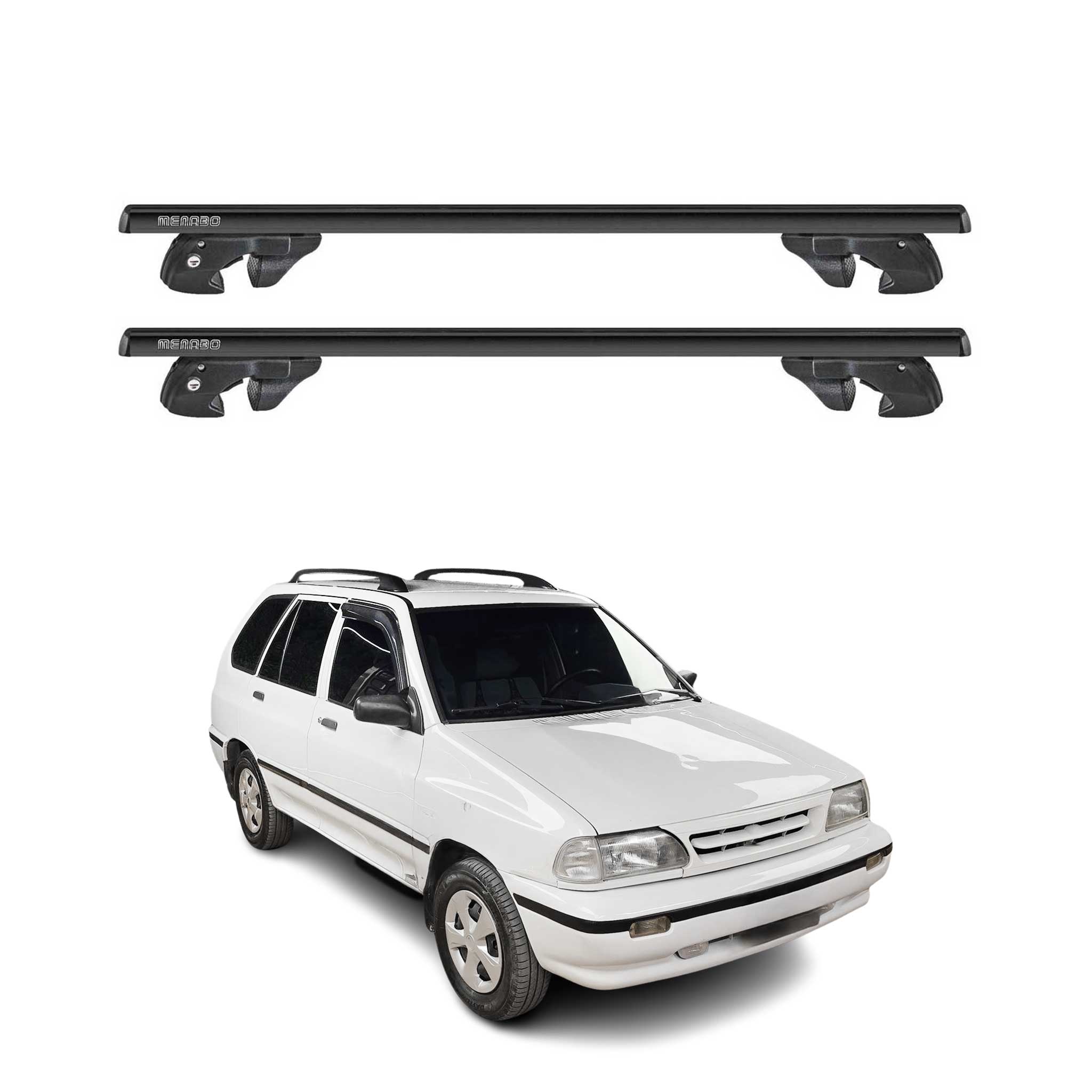 Dachträger Grundtäger für Kia Pride II 1997-2000 Aluminium 90kg TÜV Schwarz 2tlg