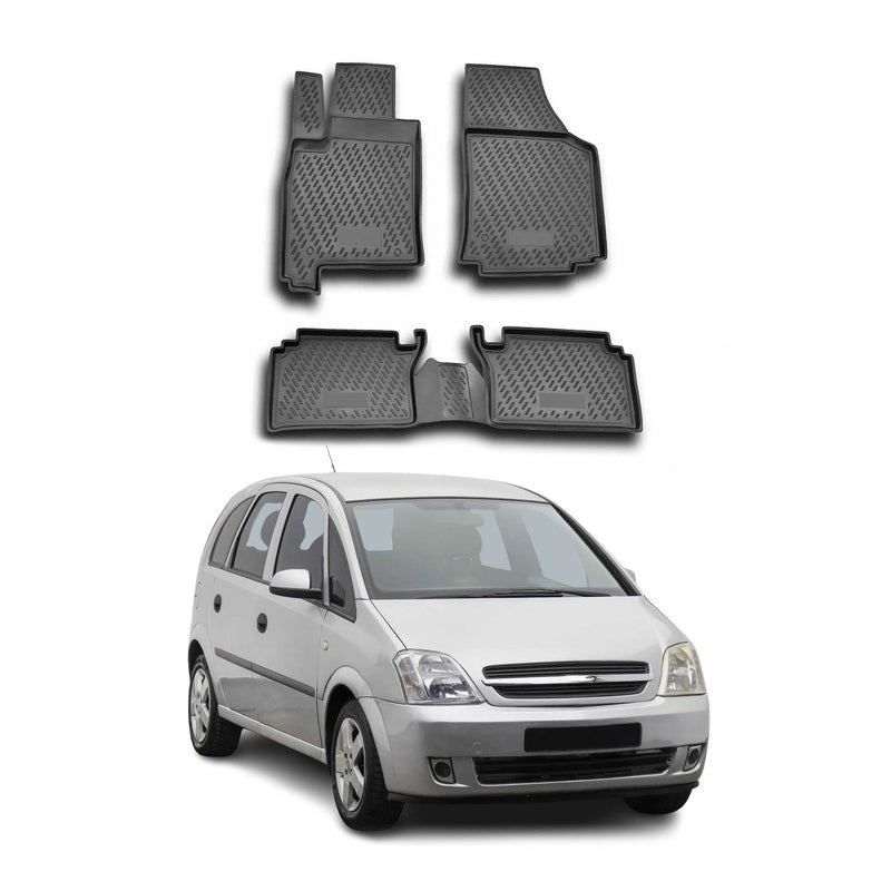 OMAC Gummimatten Fußmatten für Opel Meriva 2003-2010 TPE Automatten Schwarz 4x