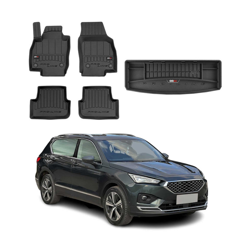 OMAC Fußmatten Kofferraumwanne Set für Seat Tarraco 2018-2025 Ohne 3.Reihe Gummi