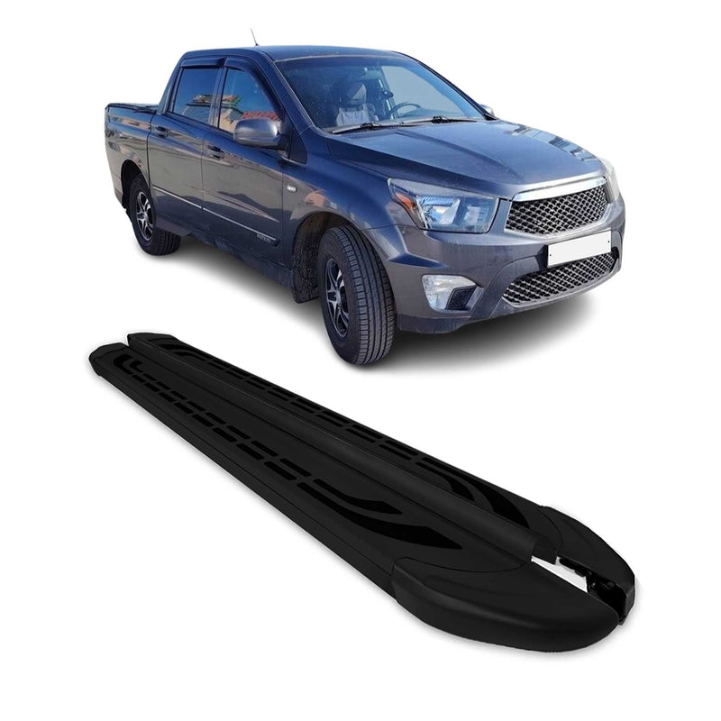 Trittbretter Seitenschweller für Ssangyong Actyon Sport 2007-2018 Alu Schwarz