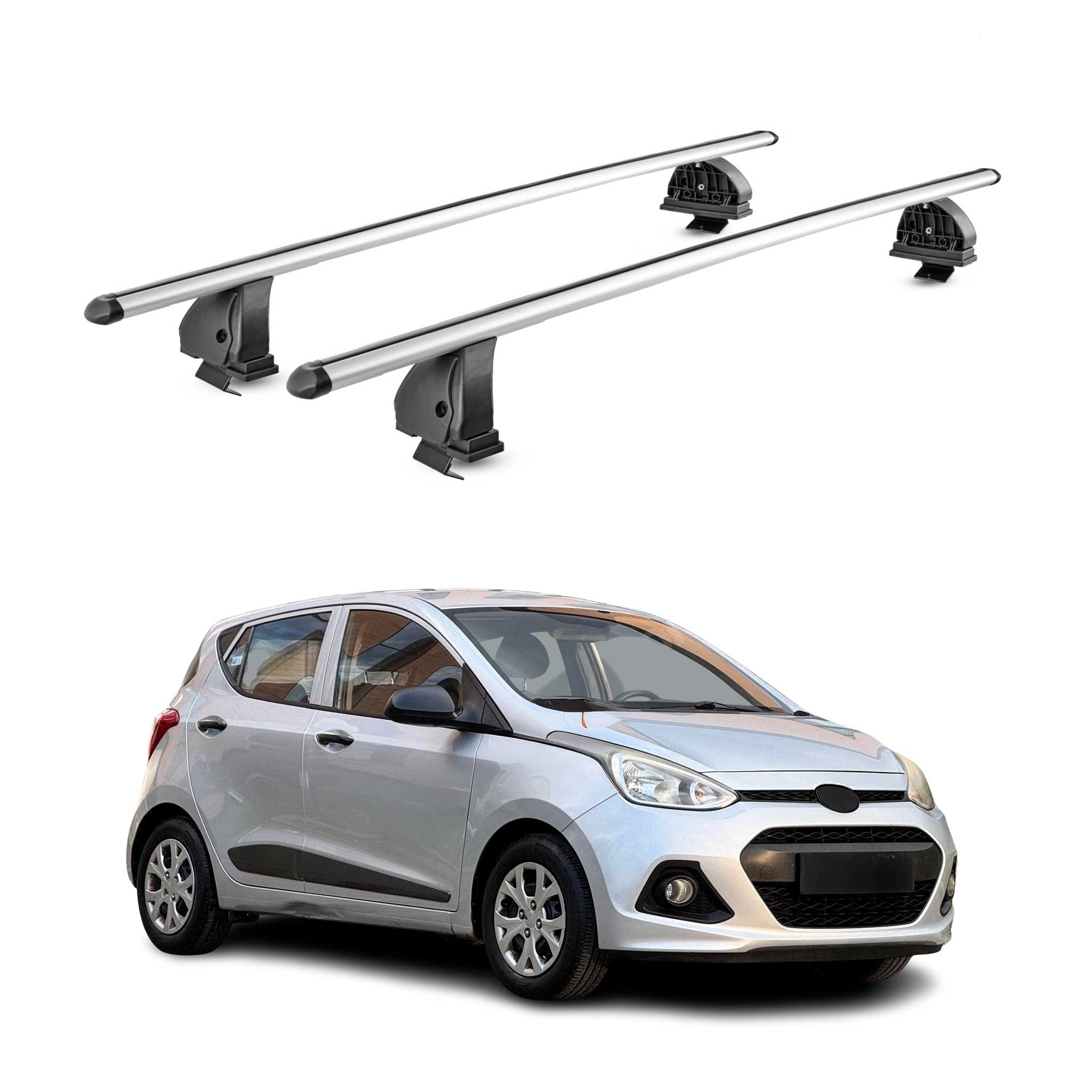 Alu Dachträger für Hyundai i10 I 2007-2013 TÜV T-Nut Abschließbar 2tlg Silber
