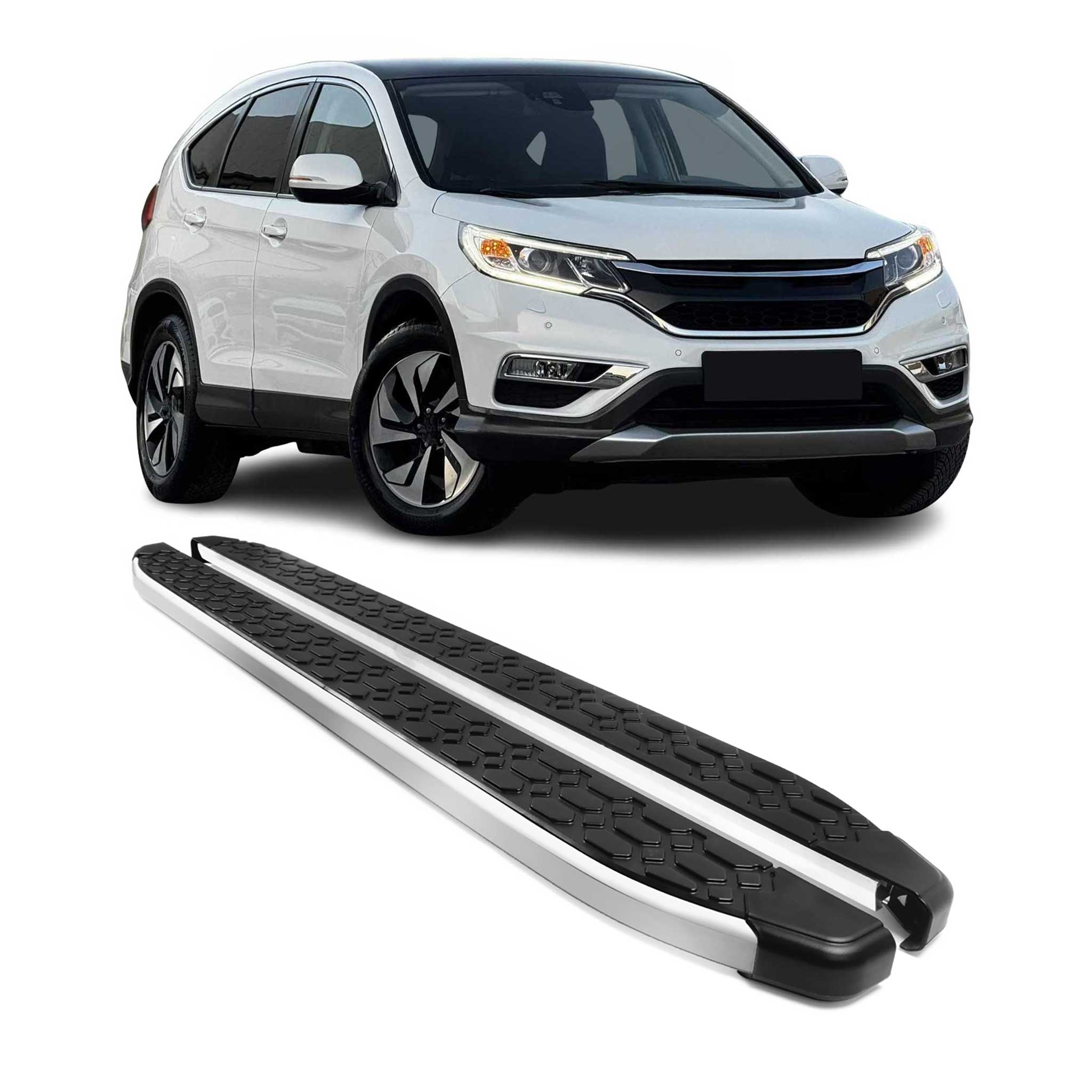 Alu Trittbretter Seitenschweller für Honda CR-V IV 2013-2018 Schwarz Silber 2tlg