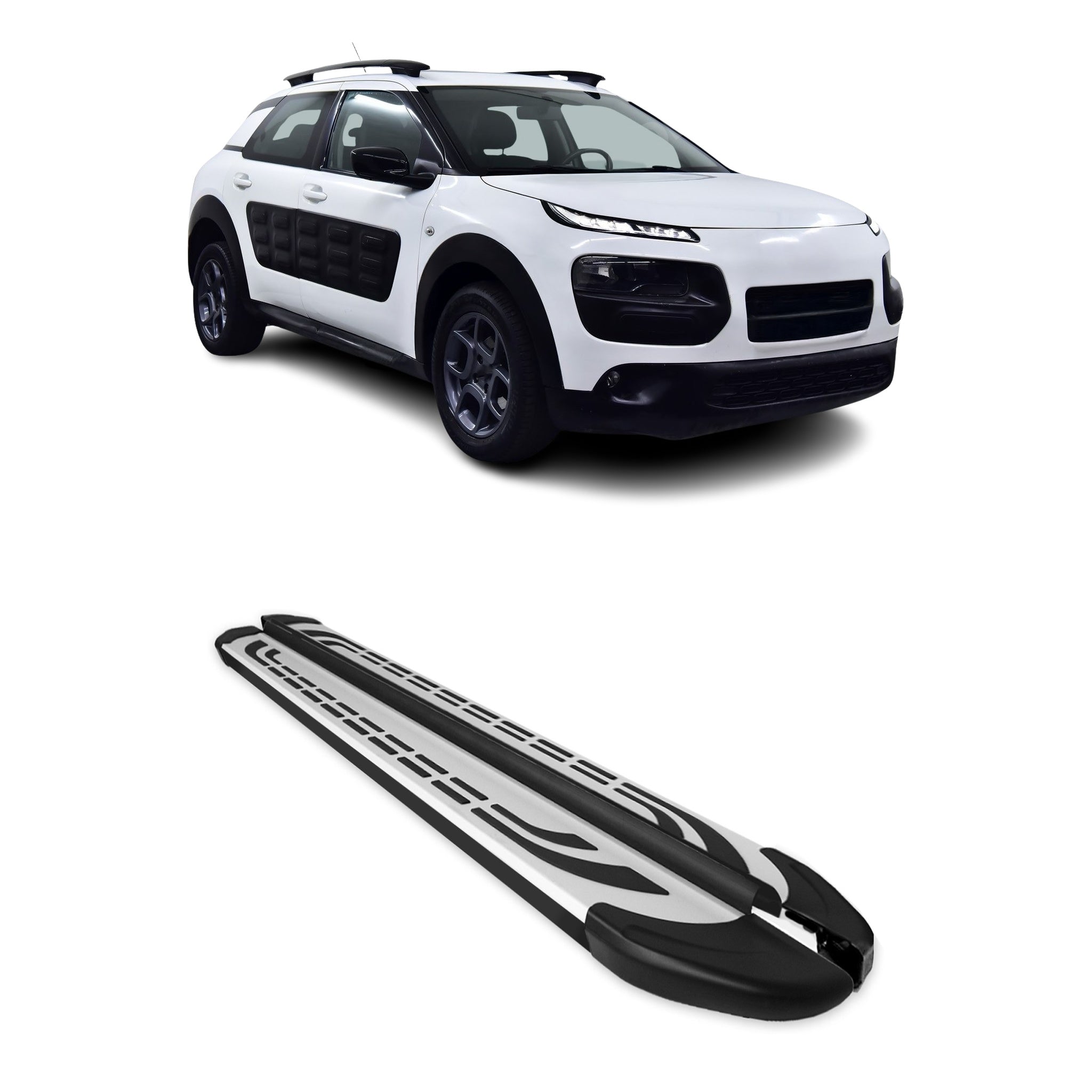 Trittbretter Seitenschweller für Citroen C4 Cactus 2014-2022 Schwarz Alu