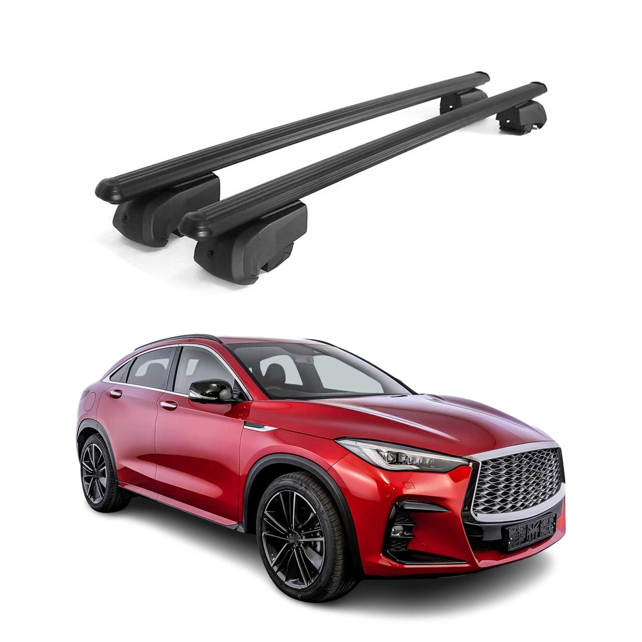 Dachträger Grundtäger für Infiniti QX55 2022-2025 75kg Aluminium Schwarz 2 tlg