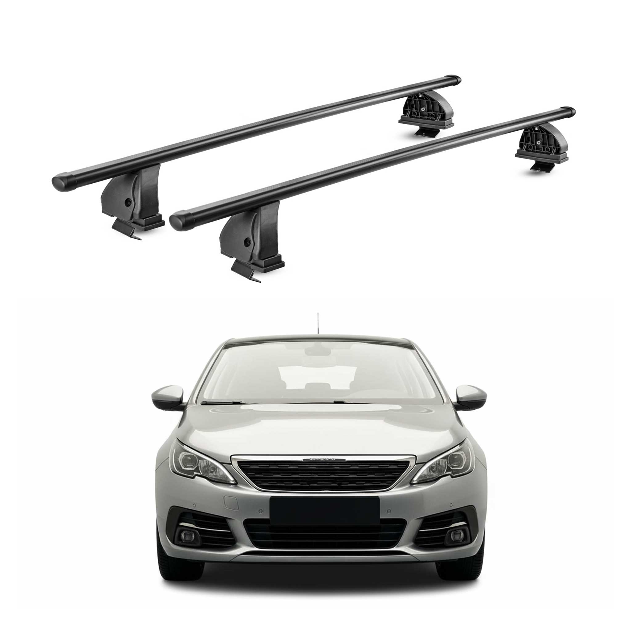 Stahl Dachträger für Peugeot 308 II Schrägheck Kombi 2013-2021 TÜV 2tlg Schwarz