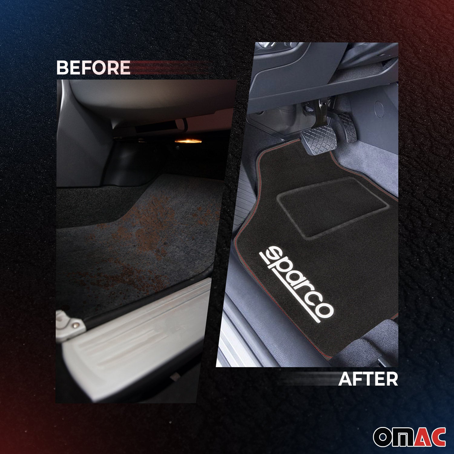 SPARCO Fußmatten Automatten Universal Rot Linie Autoteppich Alwettermatten 4x