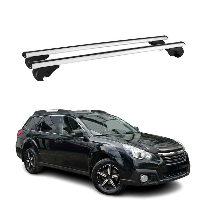Dachträger Grundtäger für Subaru Outback mk4 2009-2014 75kg Alu Silber 2 tlg