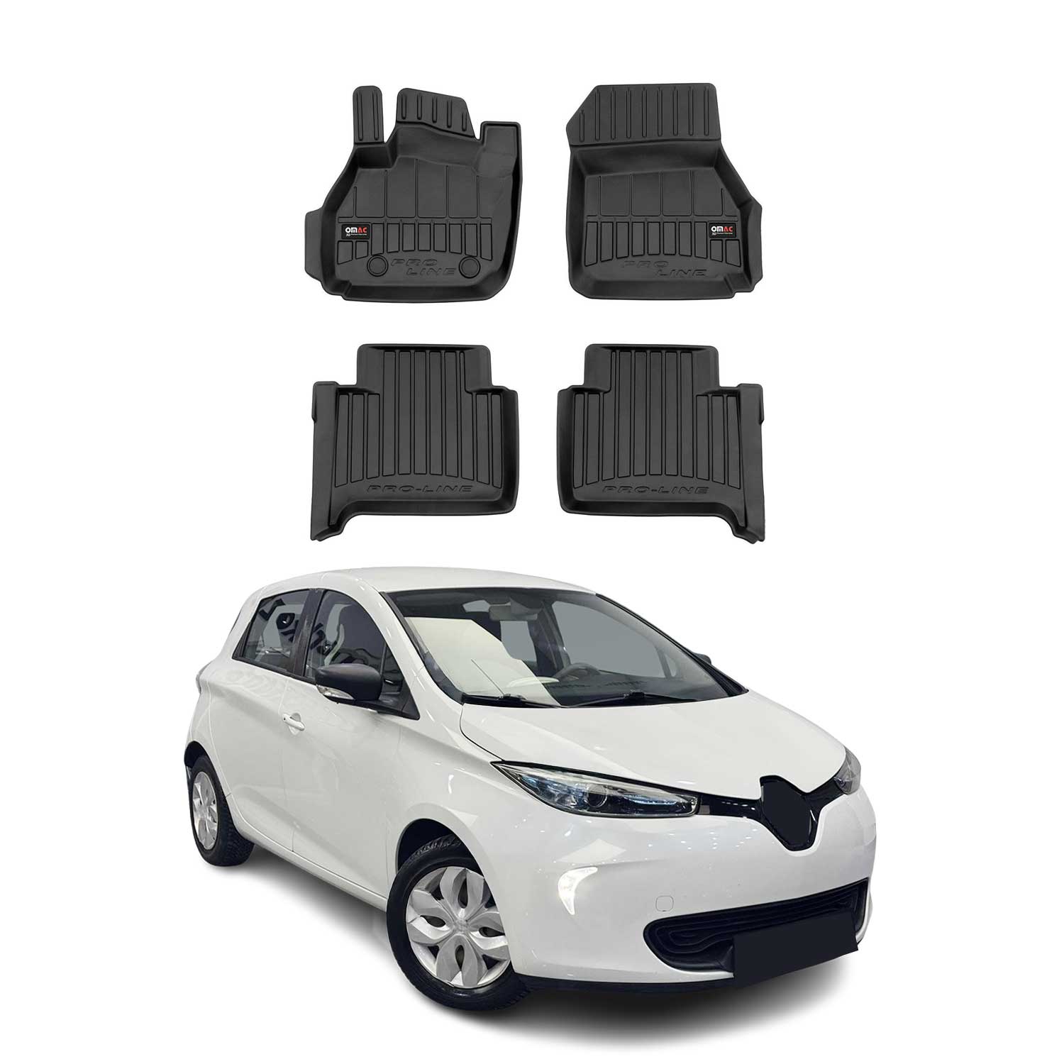 OMAC Gummi Fußmatten für Renault Zoe 2012-2024 Premium TPE Automatten Schwarz 4x