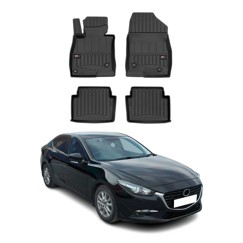 OMAC Gummi Fußmatten für Mazda 3 2013-2019 Premium TPE 3D Automatten Schwarz 4x